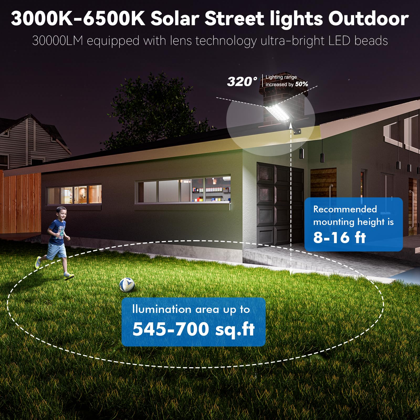 LAMPTEC Solar Street Light Outdoor dusk-to-dawn operation for overnight visibility