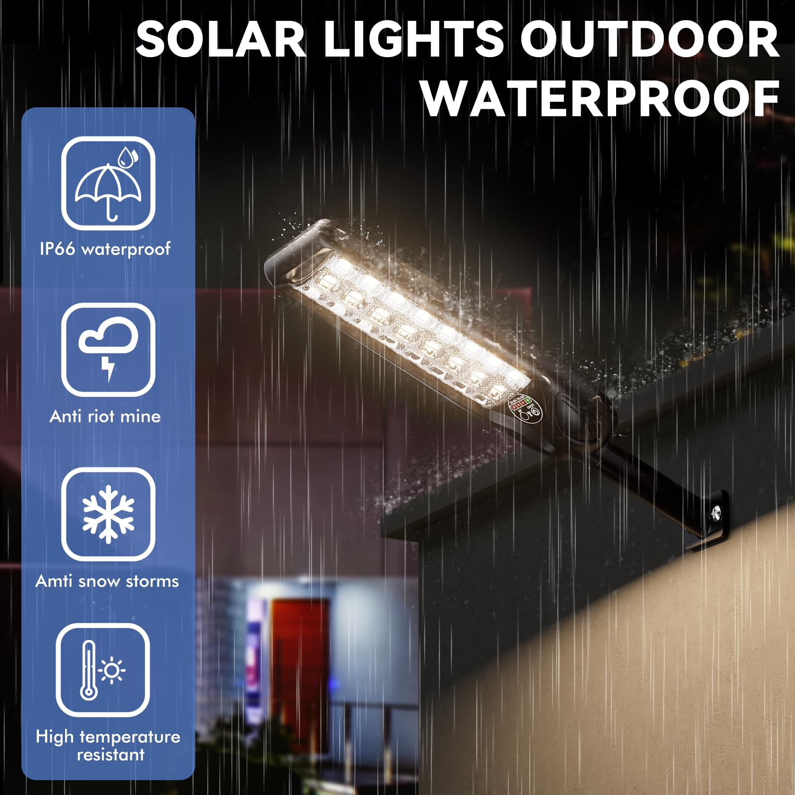 LAMPTEC Solar Street Light Outdoor wall install showing easy mounting