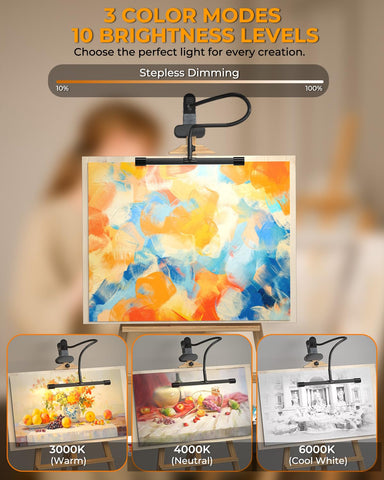 Lamptobe diffused illumination reduces glare for clean colors.