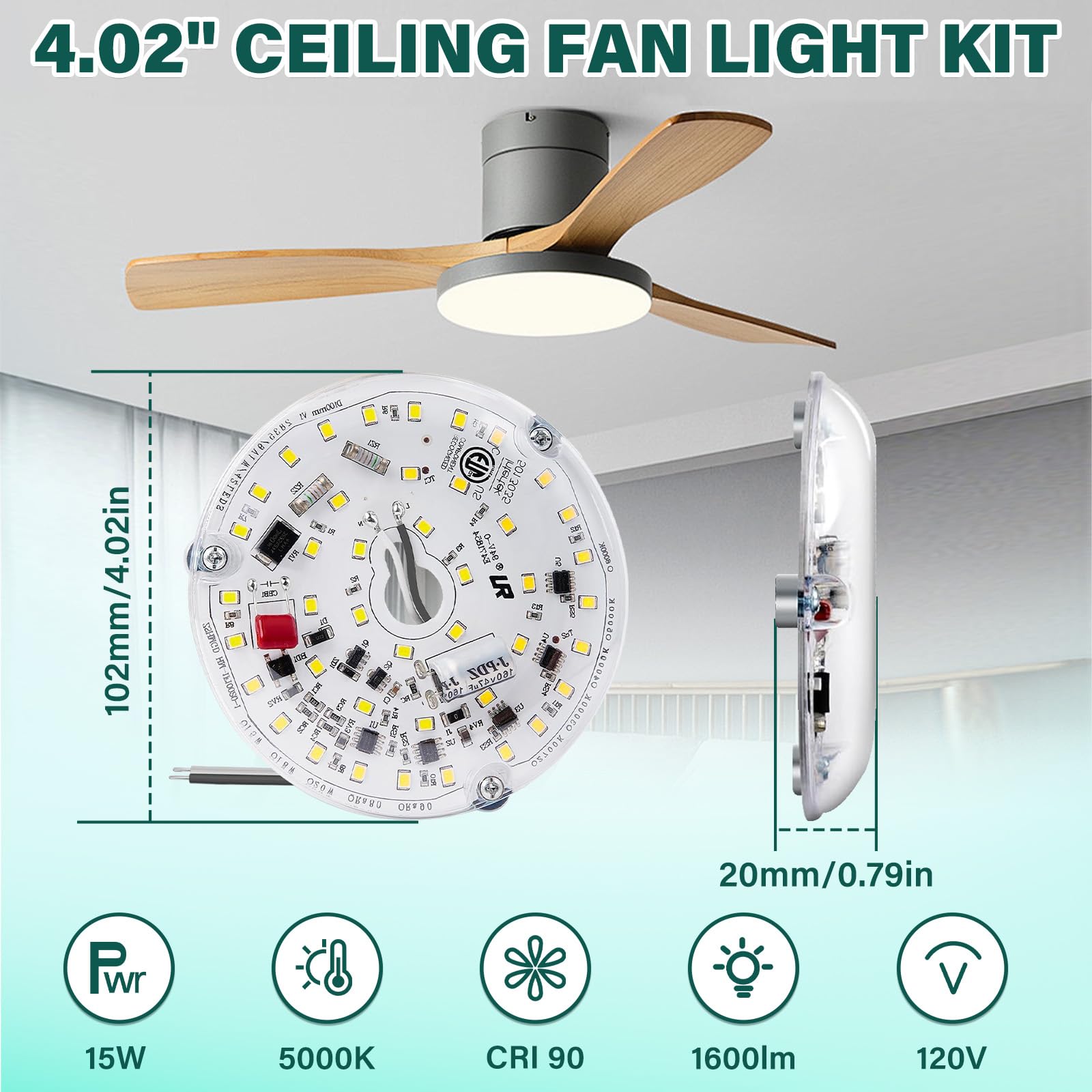 Lamptobe LED replacement kit compatible with Harbor Breeze, Hampton Bay, Minka Aire, Merwry, Caprice.