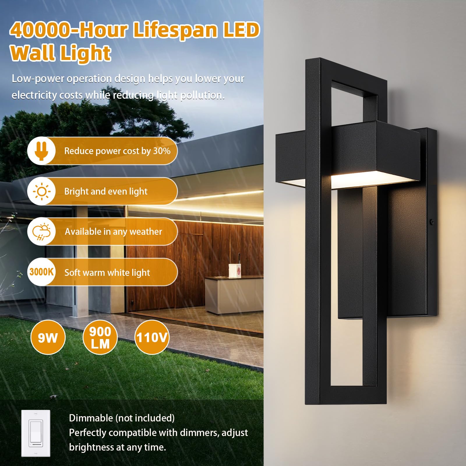 LamQee outdoor wall light side view showing a sleek profile for the house exterior