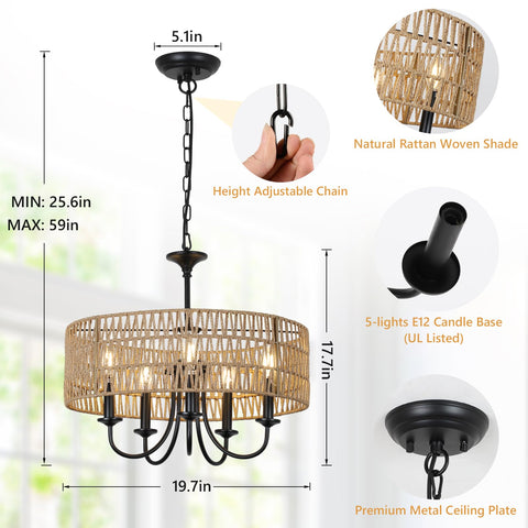 LAMSU adjustable-height chandelier suited for ceilings of varying heights.