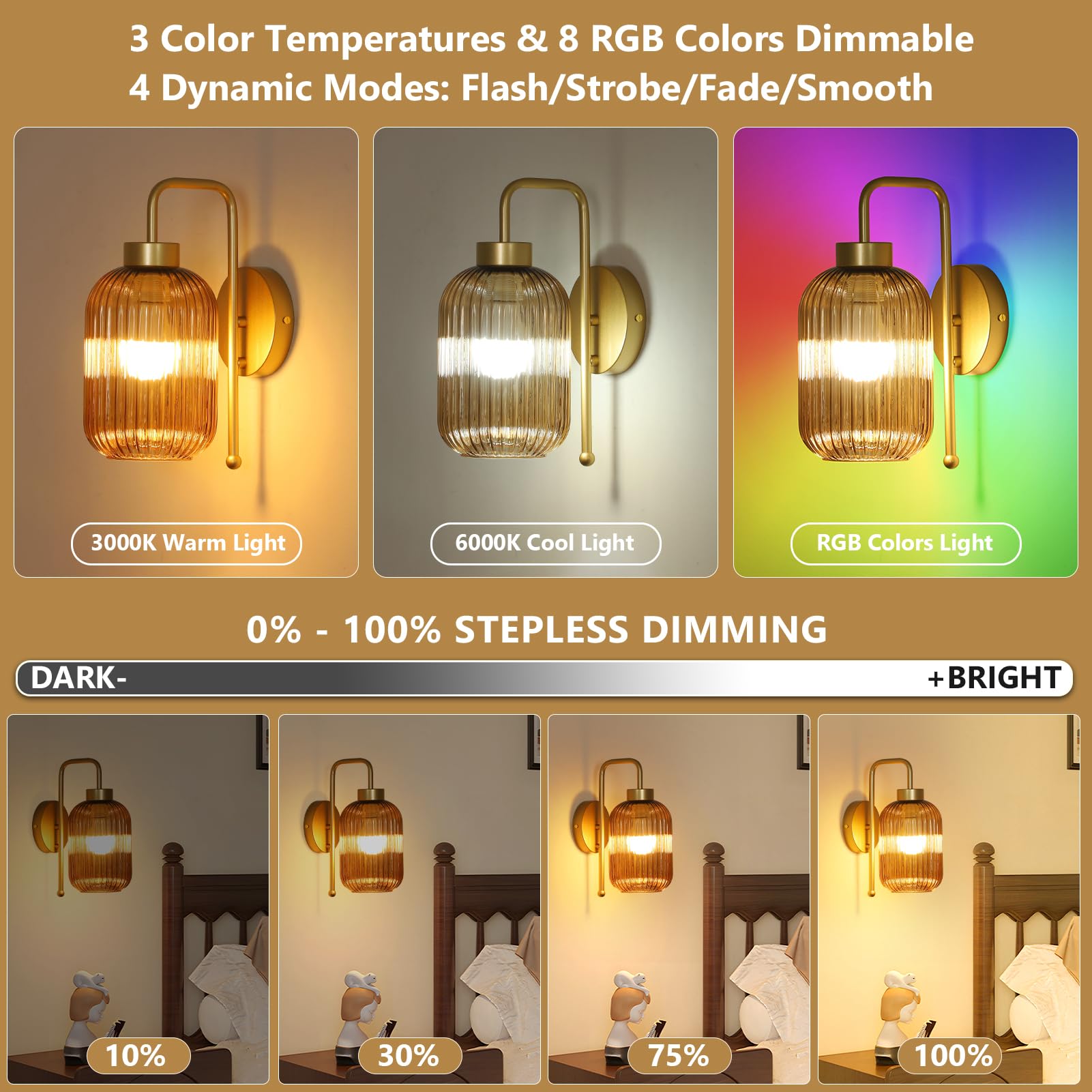 LAMSU wall sconces offer 3 color temperatures and dimming for customised ambiance
