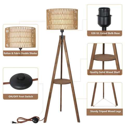 LAMSU walnut tripod base offers stable, elegant support.