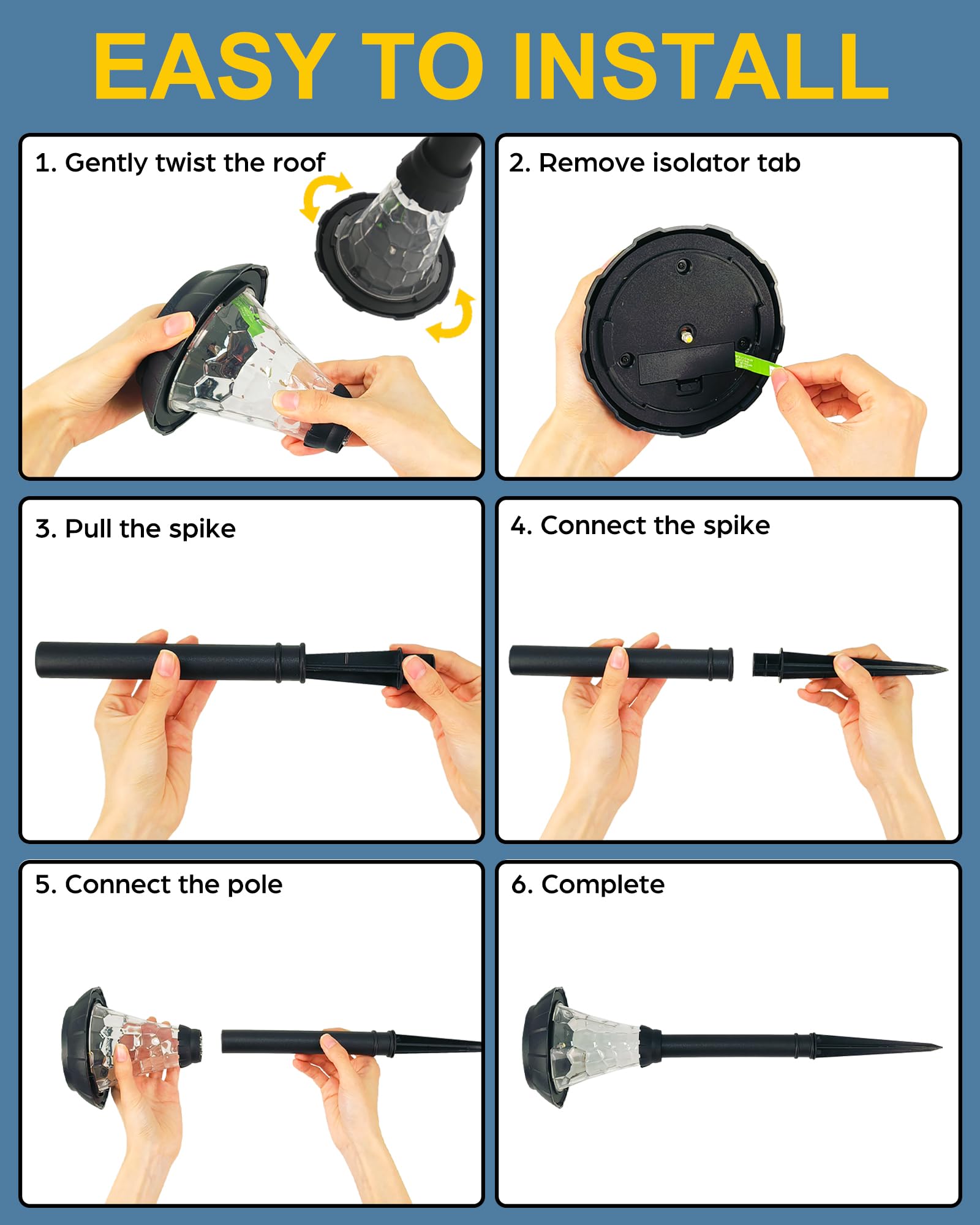 LAMTREE lights install quickly without wiring for easy setup