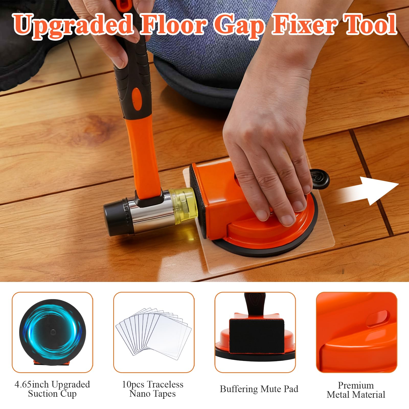 Close-up of Lamwinsco suction cup for a strong seal on floor edges.
