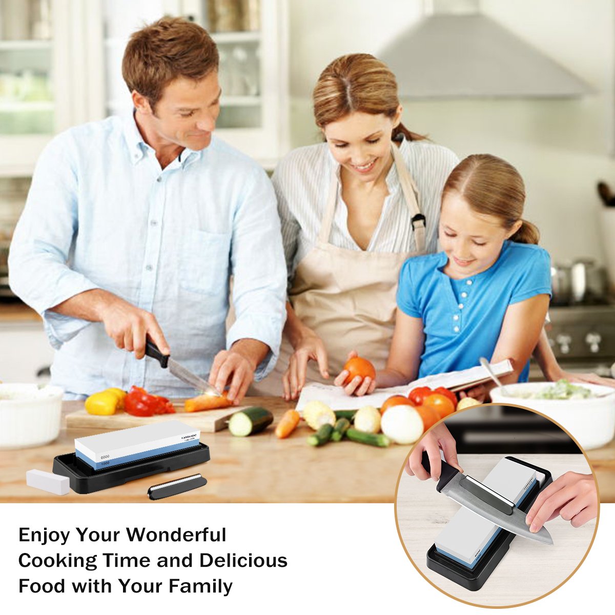 LANBAOSHI multiuse whetstone for cutlery, scissors, knives, and gardening tools.