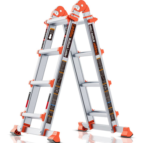 LANBITOU 4-step A-frame ladder with anti-slip feet for secure indoor use