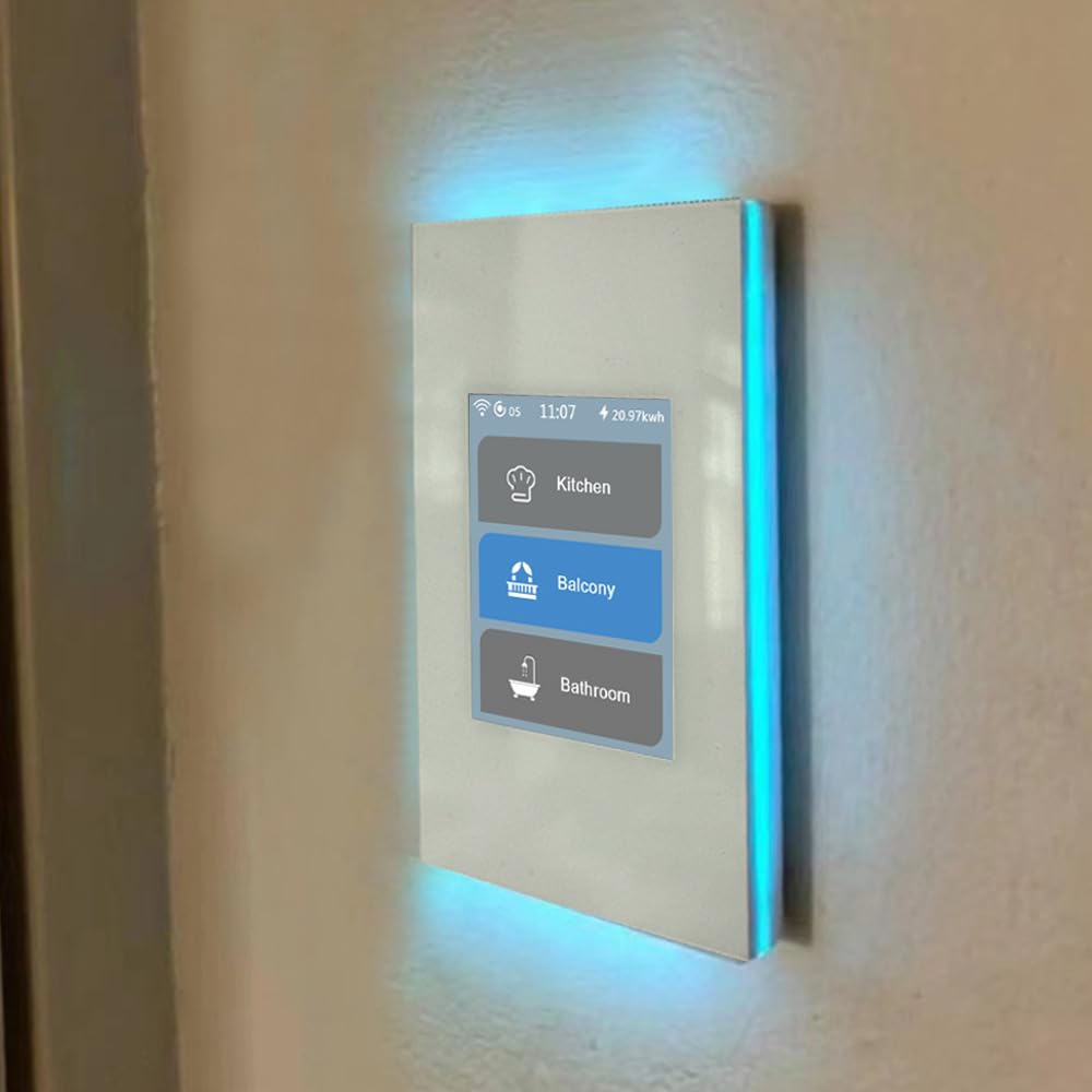 LANBON LCD panel close-up showing customizable names for stylish home control