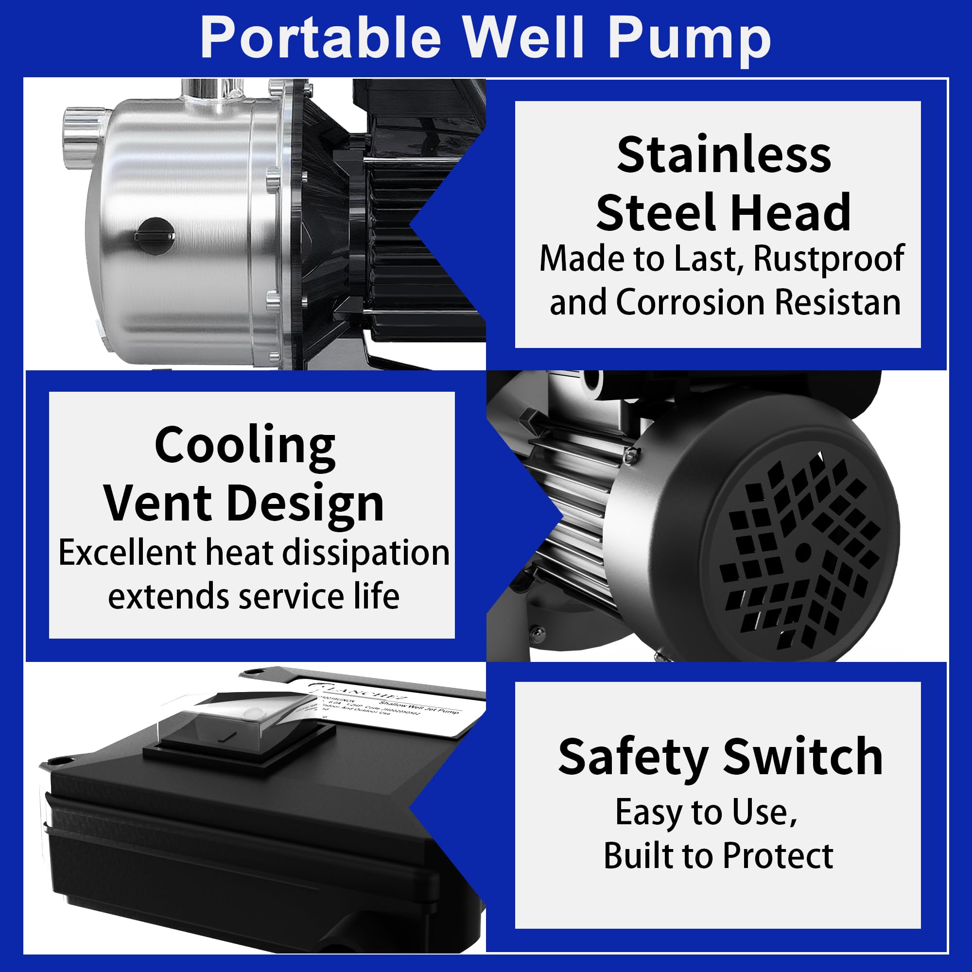 LANCHEZ jet pump connectors in use with hoses support flexible irrigation.