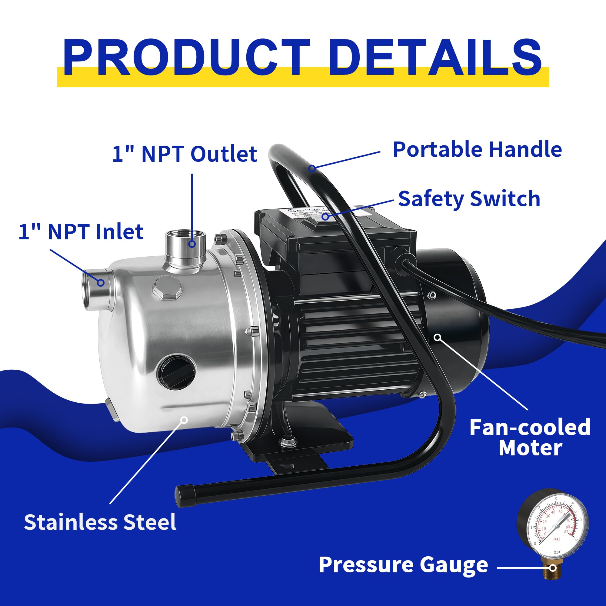 LANCHEZ pump with 16ft power cord enables easy placement.