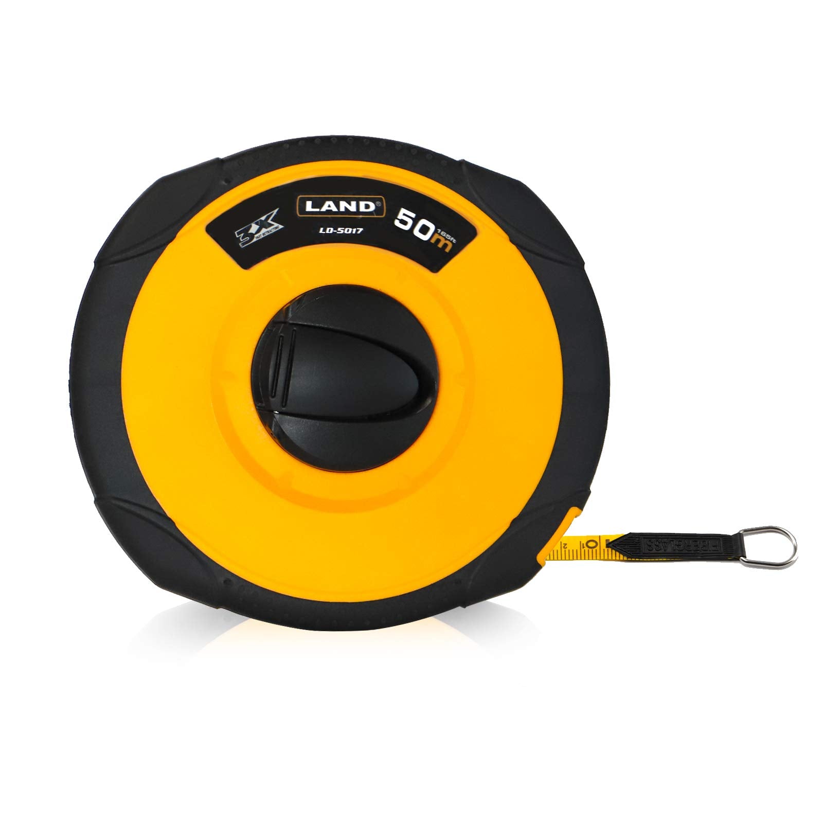 LAND 165ft tape measure with double-sided scale for feet and meters, ideal for quick layouts