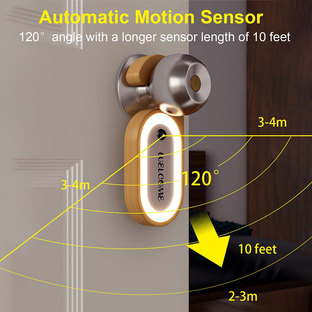 LANDGOO portable night light providing warm illumination in a dark corridor