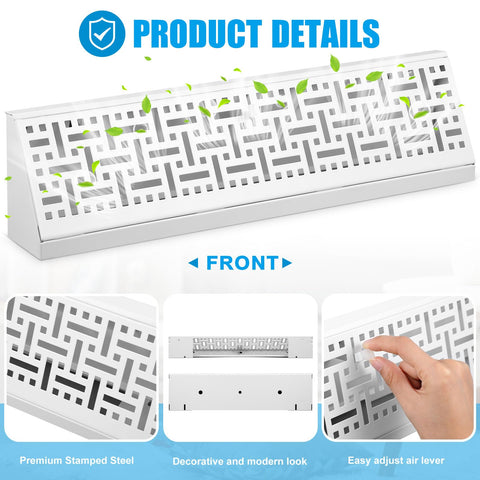 Landhoow white baseboard vent cover close-up shows clean, easy-to-clean finish.