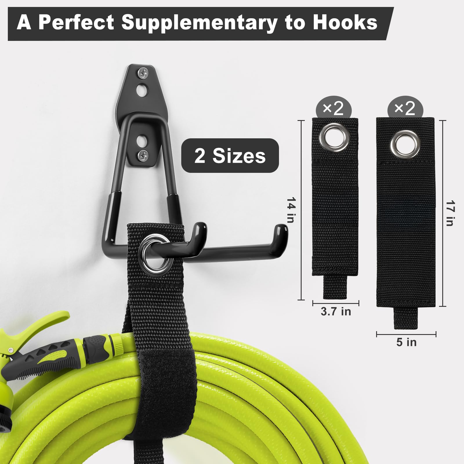 LANDNEOO J-hooks shown for hoses and extension cords.