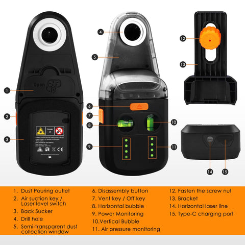 Landtek Laser Leveler built-in 1800mAh battery powers hours of operation.