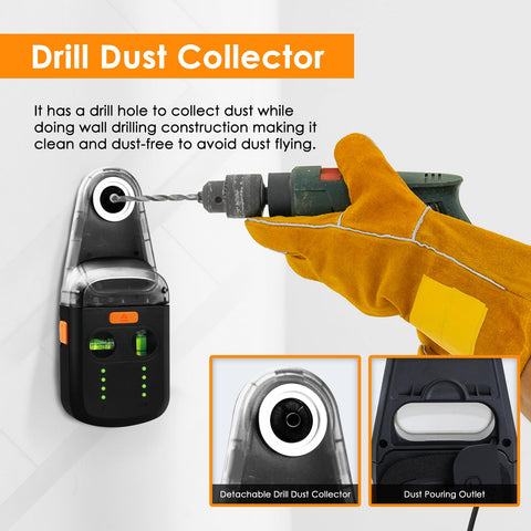 Landtek Laser Leveler drill dust collector keeps debris away from furniture during drilling.