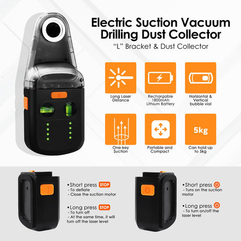 Landtek Laser Leveler electronic vacuum suction cup grips smooth surfaces securely for setup.