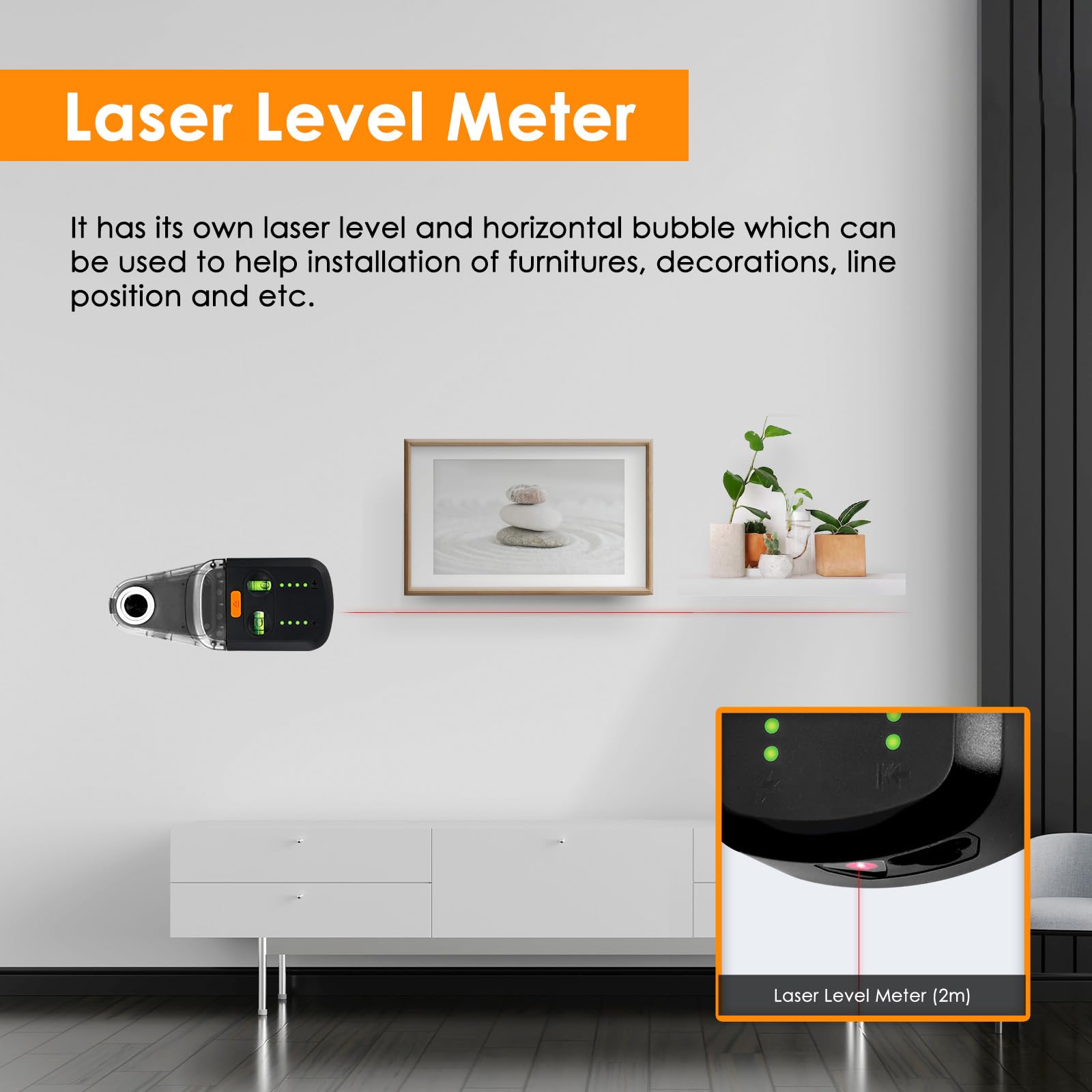 Landtek Laser Leveler wall bracket attachment secures to smooth surfaces for stable mounting.