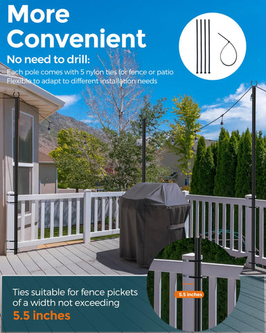 LAND·VOI adjustable height poles enable flexible hanging heights for different outdoor setups.