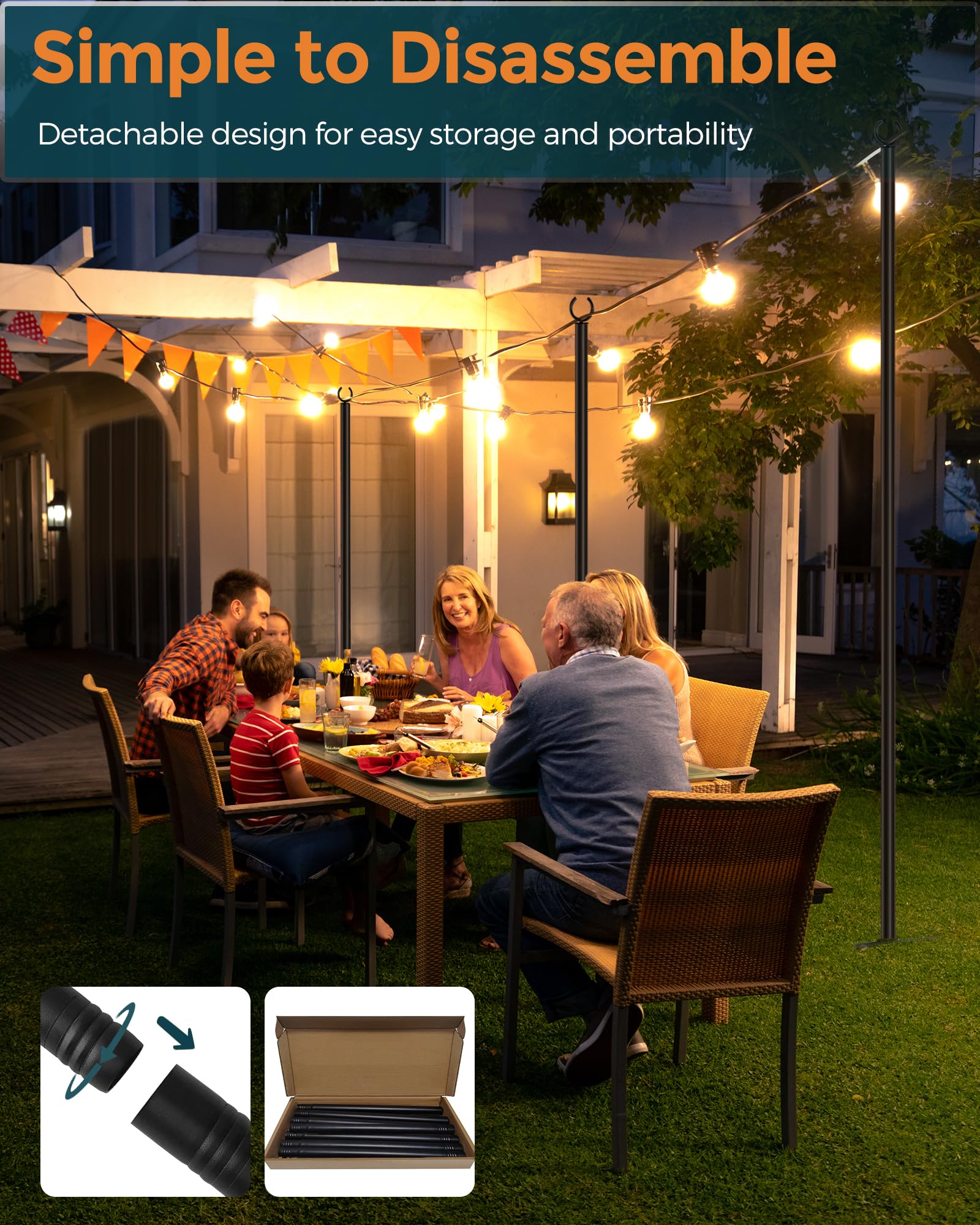 LAND·VOI included nylon ties simplify securing lights on various fences.