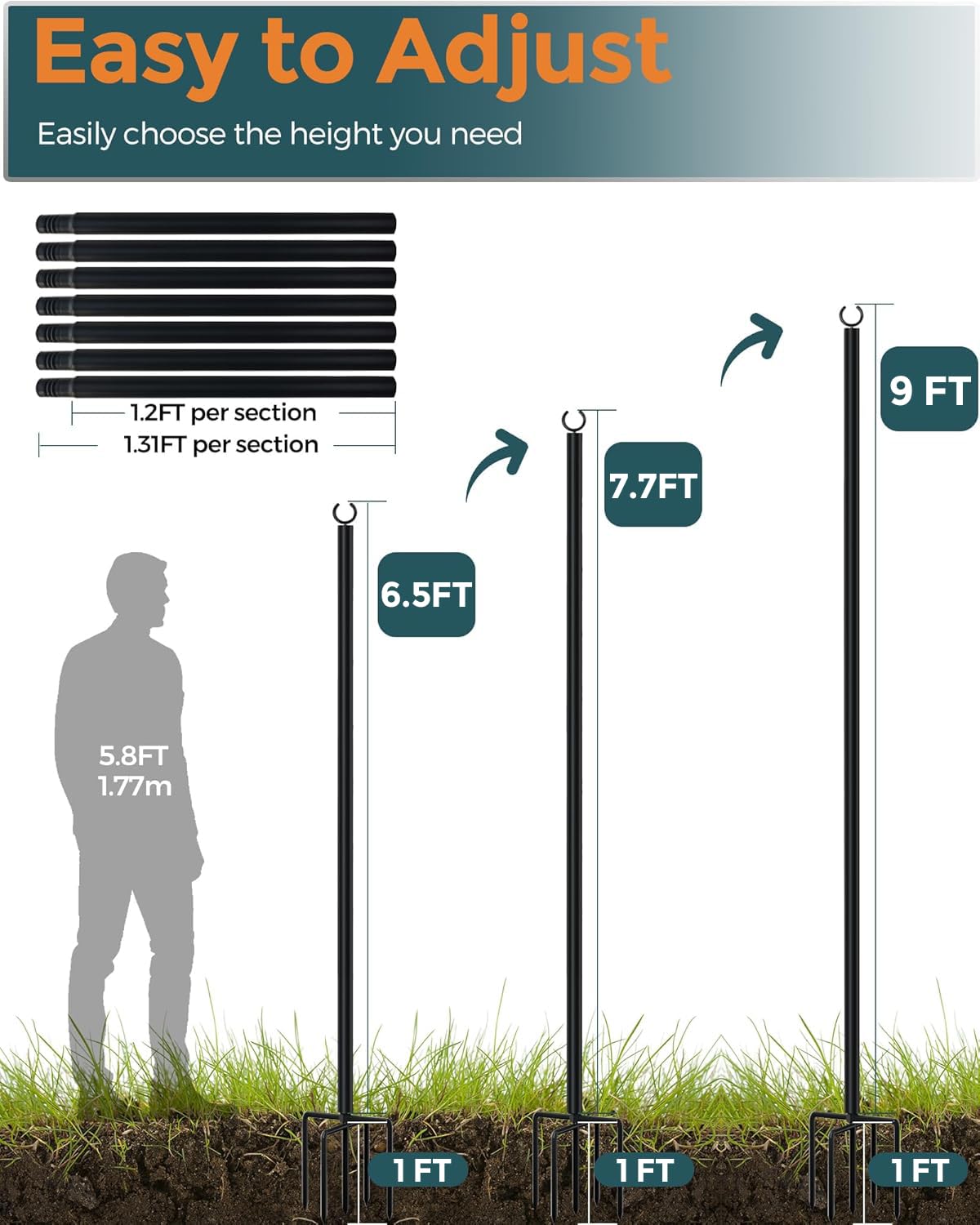 LAND·VOI seven-piece assembly design makes setup fast and tool-free.