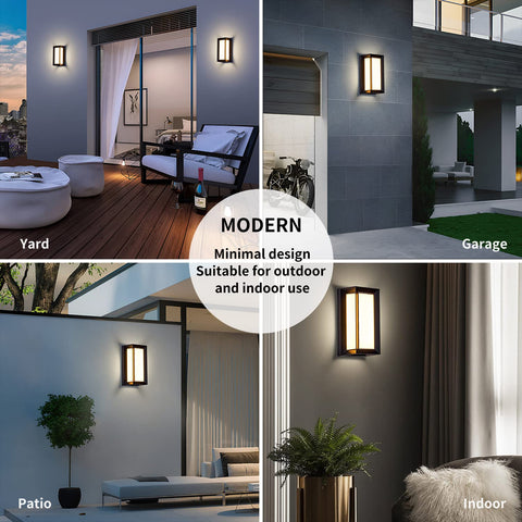 LANFU LED 18W wall sconce back-lit warm white scene for exterior entryways.
