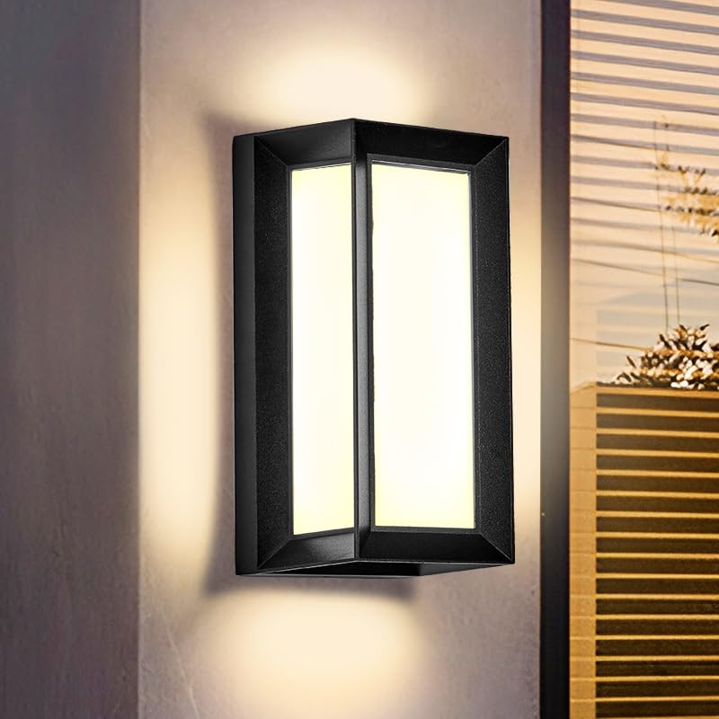 LANFU LED 18W wall sconce front view shows modern design and warm glow for entryways.