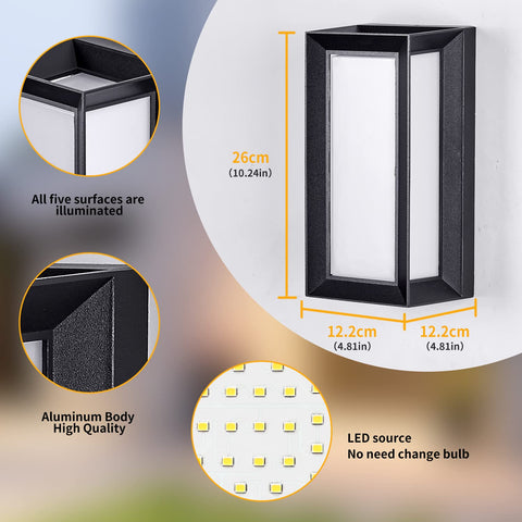LANFU LED 18W wall sconce side view highlights slim profile ideal for porch lighting.