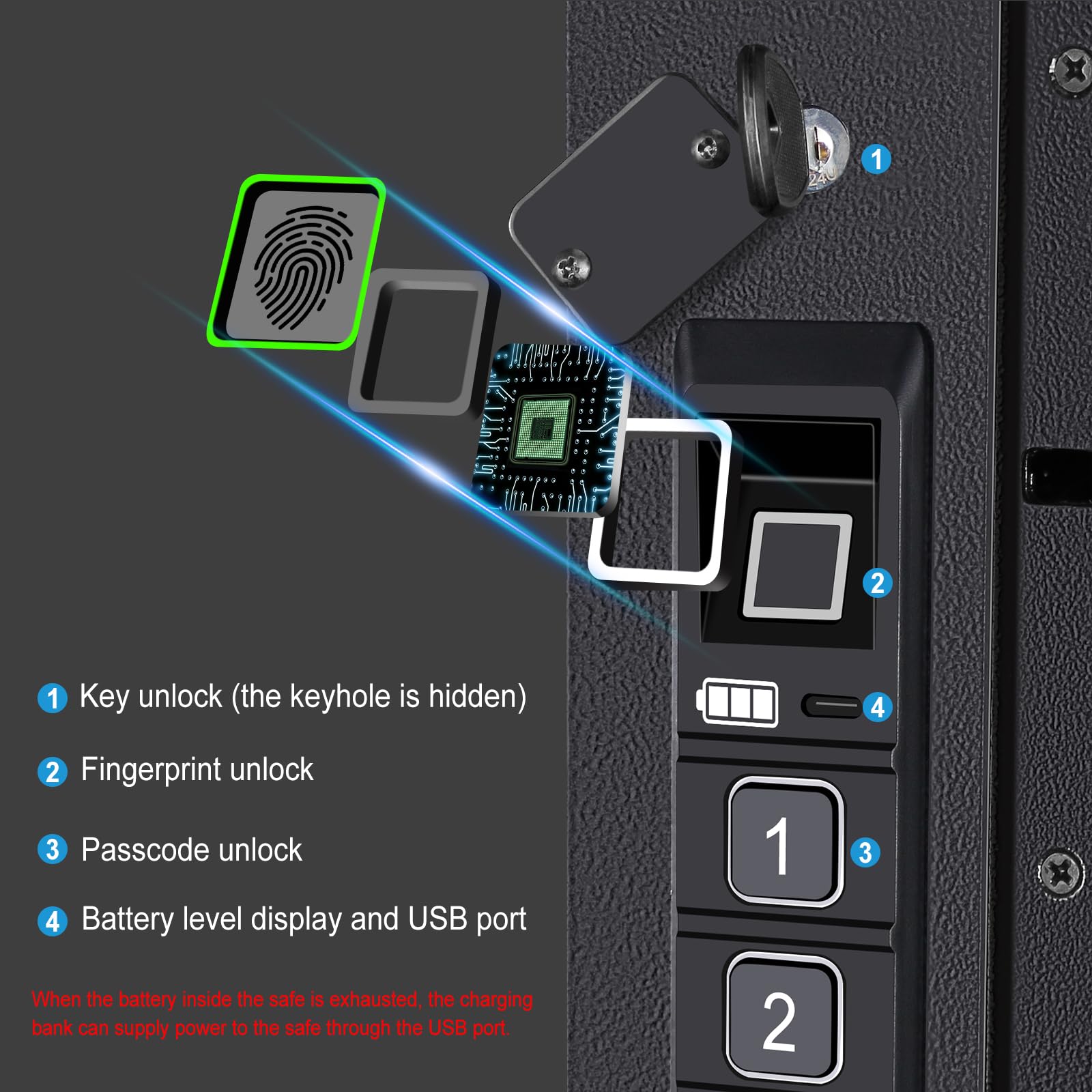 LANGGER V in-wall safe installed between studs for discreet home security.