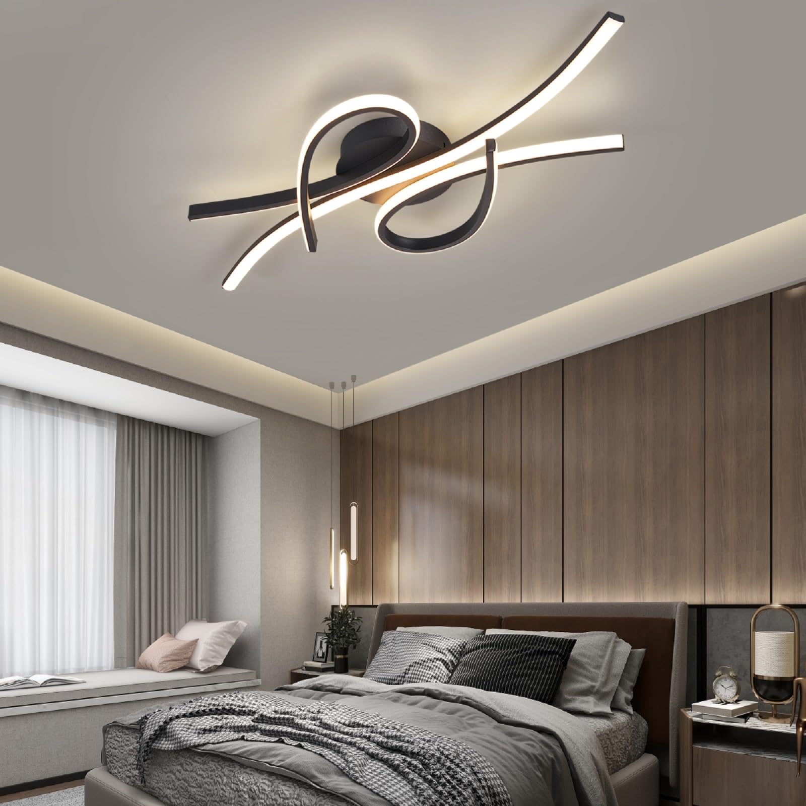 LANGLITIAODENG matte-black finish adds contemporary elegance to ceilings