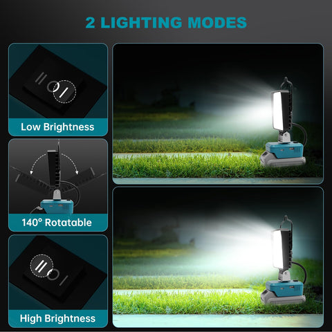 LANKA LED work light USB Type-C charging powers devices.