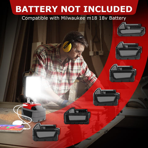 LANKA M18 work light pivot head at 180 degrees for flexible angles.