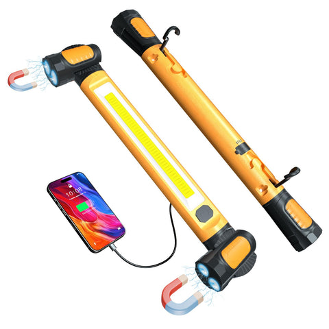 LANKA work light attached under hood with magnets for hands-free repair tasks.