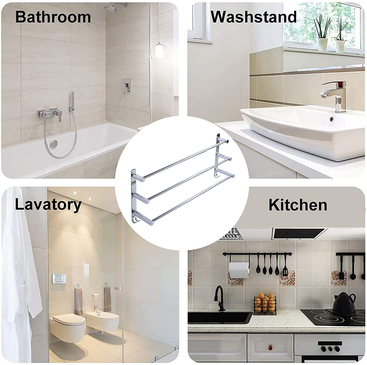 Lanliebao towel bar suited for kitchen and bathroom storage.