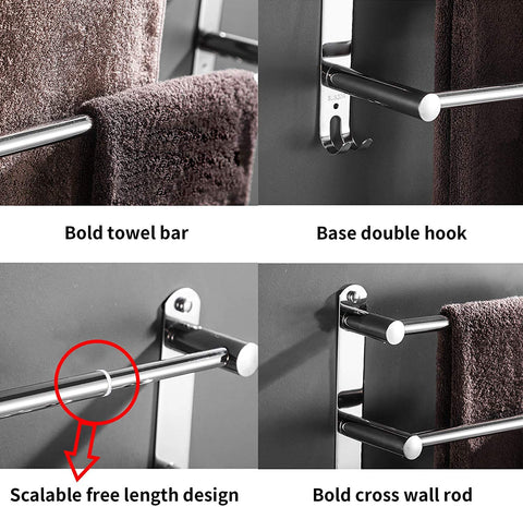 Lanliebao 304 stainless steel towel bar resists corrosion and wear.