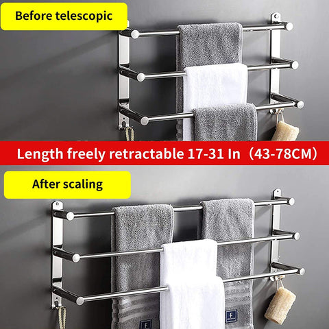 Lanliebao wall-mounted towel bar keeps towels tidy and accessible.