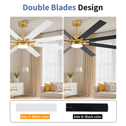 LANMEL gold finish ceiling fan close-up showing elegant detail