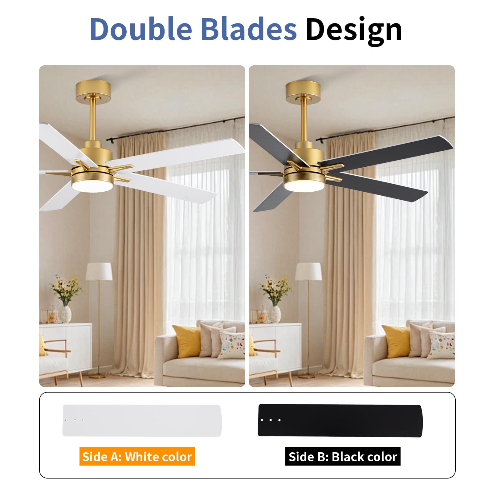 LANMEL gold finish ceiling fan enhances room style and airflow comfort
