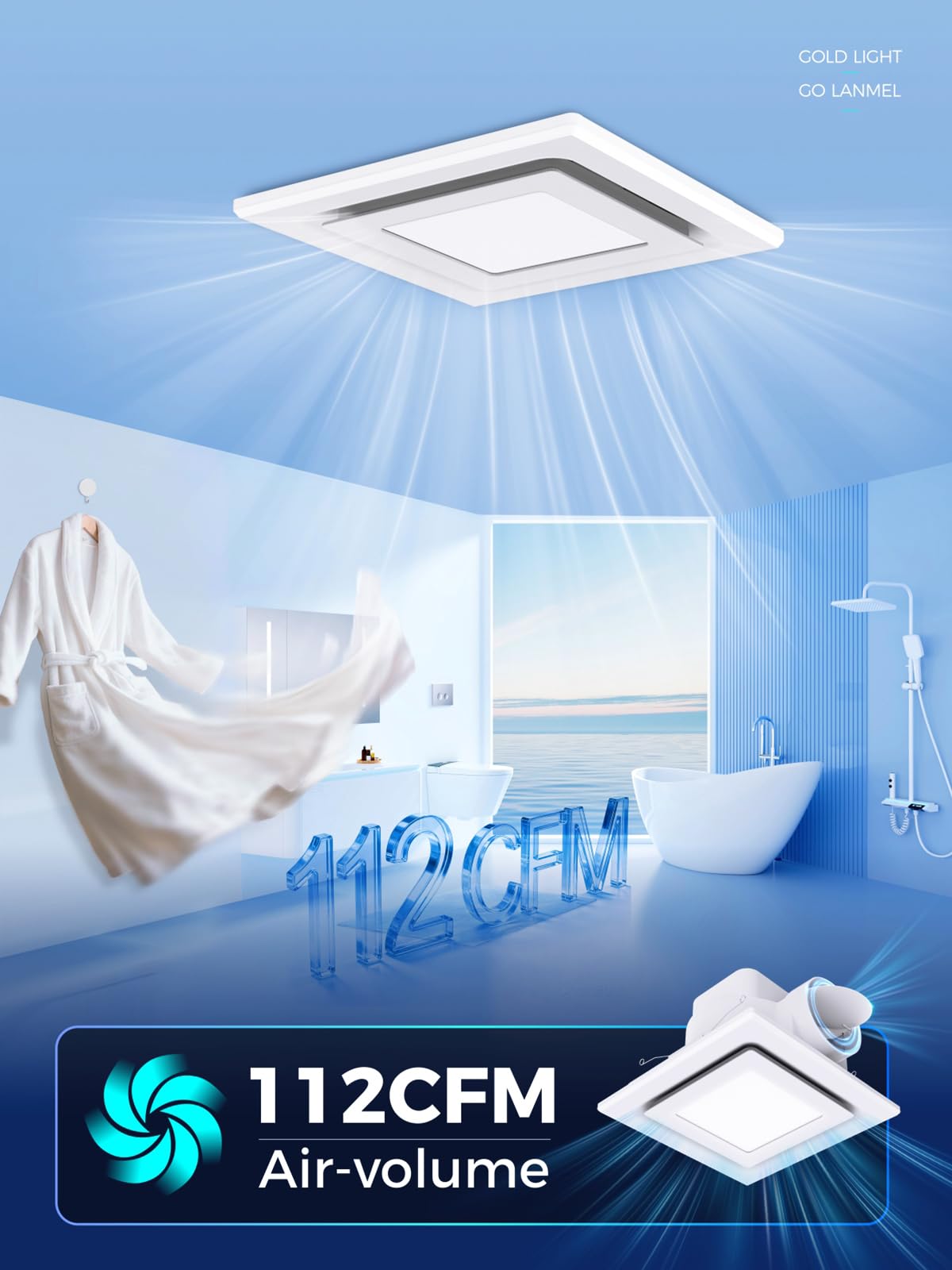 LANMEL quiet-ventilation-fan-112cfm-1-0sones in a ceiling for calm operation