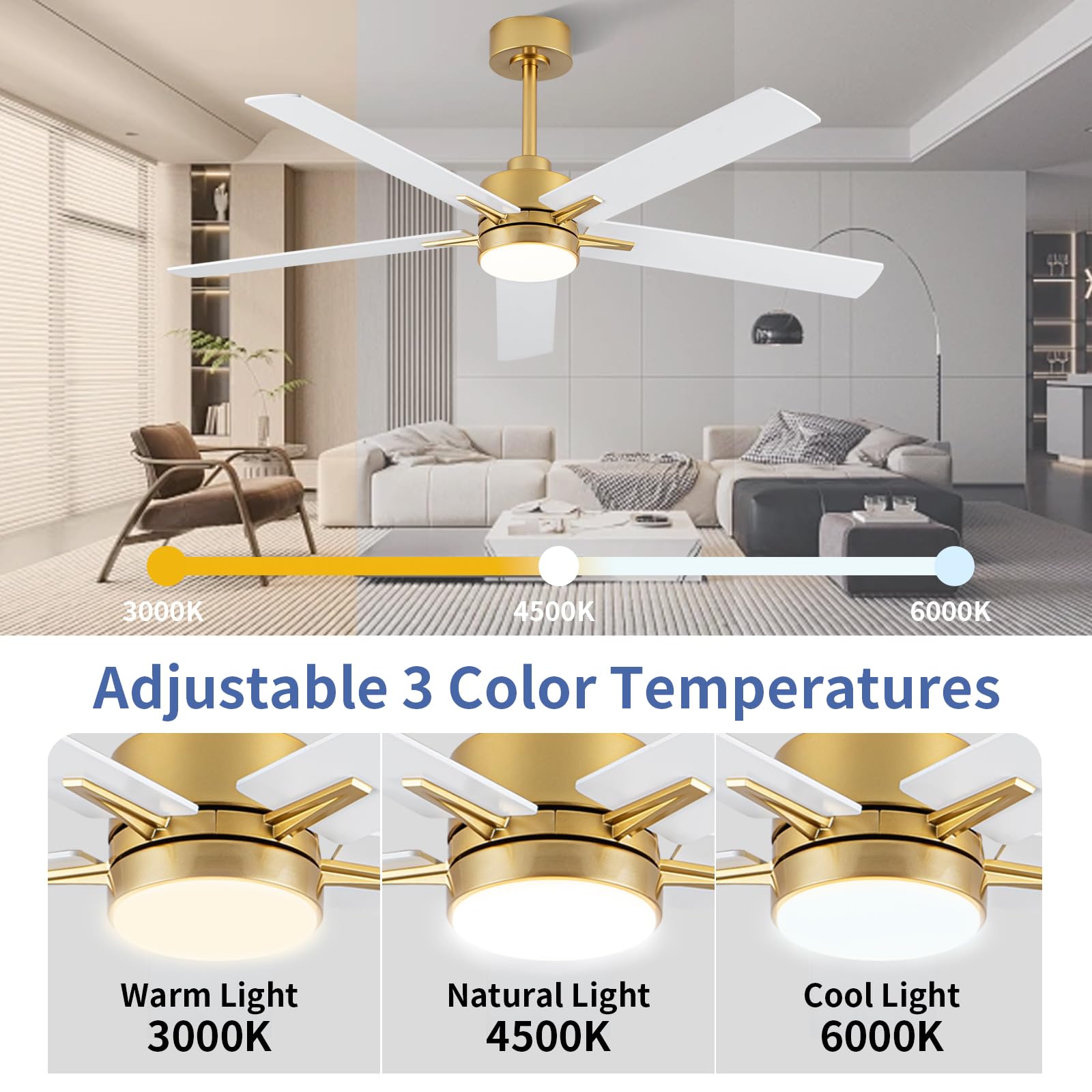 LANMEL remote-controlled ceiling fan with six speeds for customizable comfort