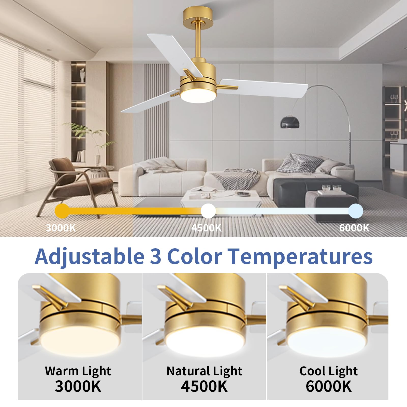 LANMEL remote-control ceiling fan enables easy speed and light adjustments.