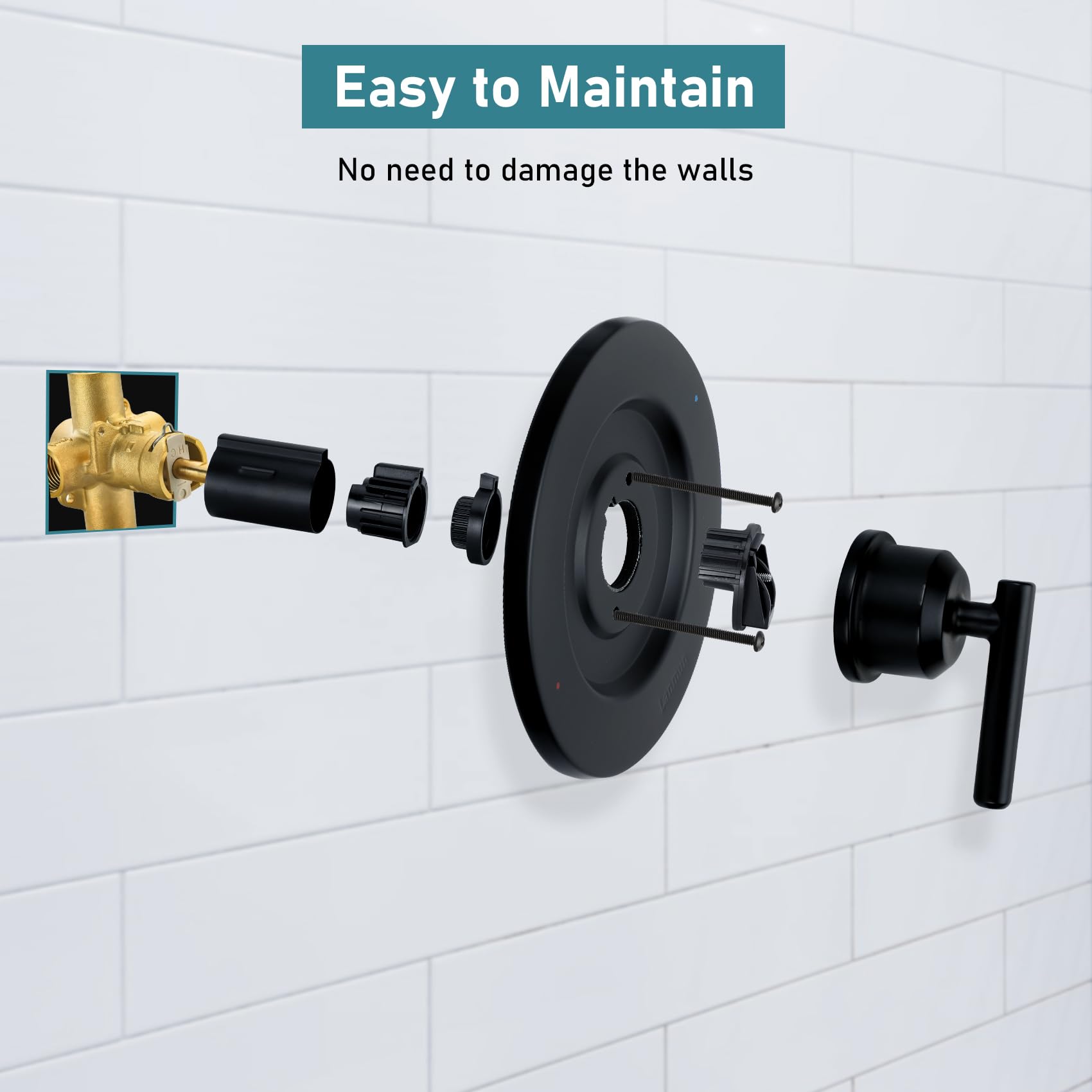 Lanmun 304 stainless steel showerhead with silicone nozzle resists mineral buildup.