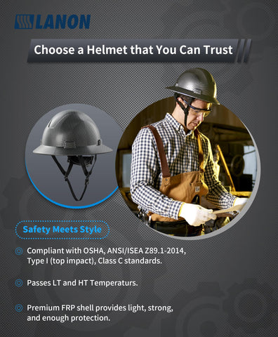 LANON Protection FRP safety helmet carbon texture for reliable on site use.