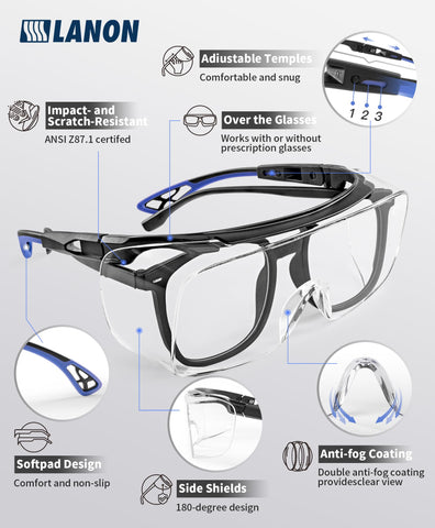 LANON Protection safety glasses anti-fog coating for clear vision in humid environments