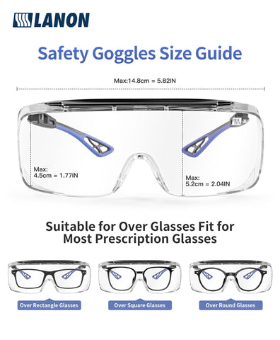 LANON Protection safety glasses high-transmission lenses for broad visibility
