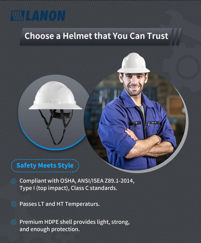 LANON chin strap close-up highlighting secure retention during work at heights