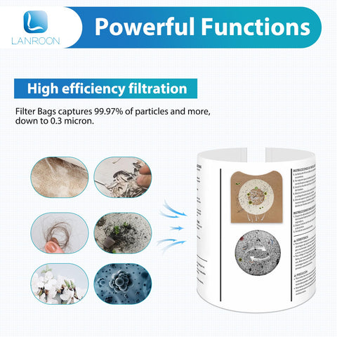 LANROON VF3502 easy-install replacement bags for quick maintenance.