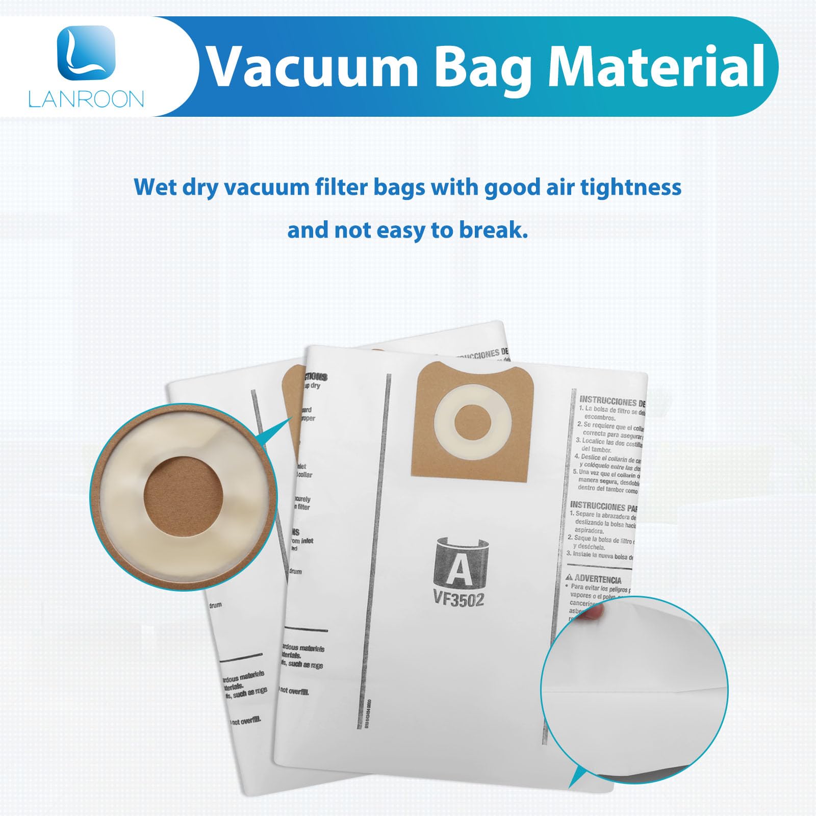 LANROON VF3502 bags inside view 15-pack supports easy maintenance