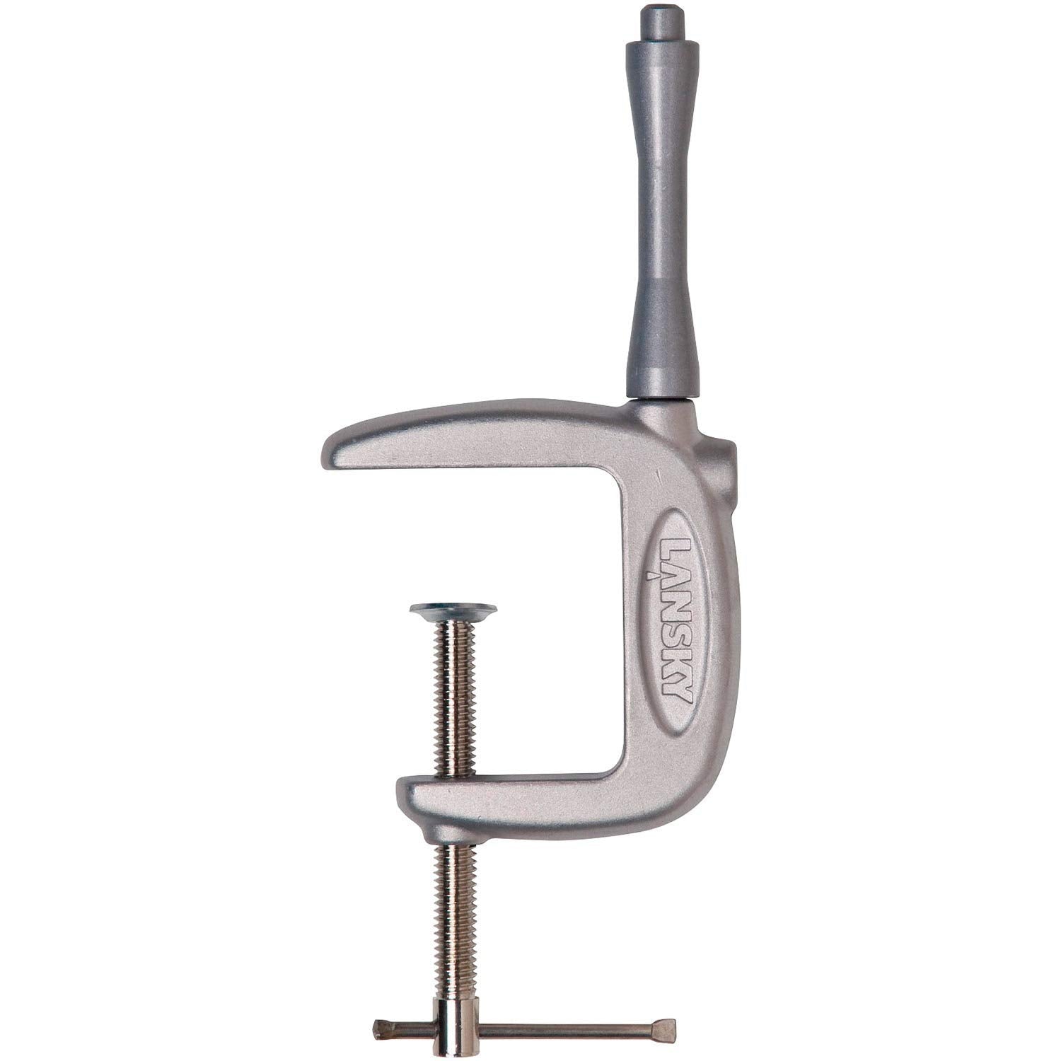 Lansky Super C Clamp attached to horizontal or vertical surface for flexible mounting